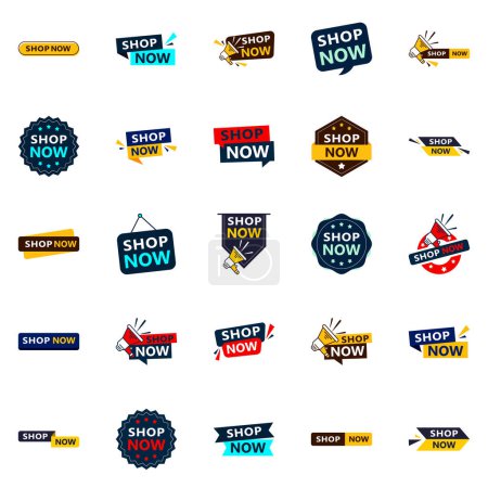 Ilustración de Grab Customers Attention with Our Pack of 25 Shop Now Sale Banners - Imagen libre de derechos