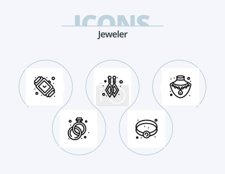 Illustration for Jewellery Line Icon Pack 5 Icon Design. . . jewelry. mala. bracelet - Royalty Free Image