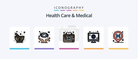 Téléchargez les illustrations : Health Care And Medical Line Filled 5 Icon Pack Including . medical. medical. health. ophthalmology. Creative Icons Design - en licence libre de droit