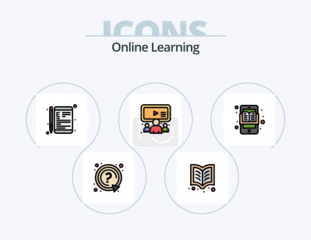 Ilustración de Online Learning Line Filled Icon Pack 5 Icon Design. learning. video. support. online. space - Imagen libre de derechos