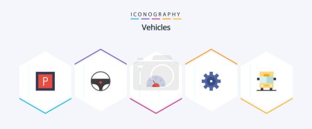 Téléchargez les illustrations : Vehicles 25 Flat icon pack including . van. creative. vehicles. vehicle configuration - en licence libre de droit