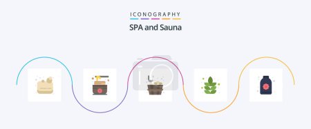 Téléchargez les illustrations : Sauna Flat 5 Icon Pack Including . flower. stone. lotus. bottle - en licence libre de droit