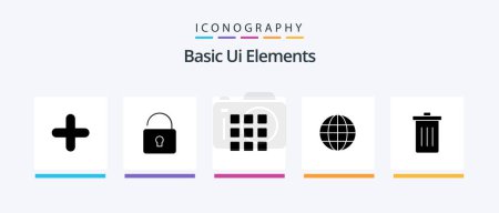 Ilustración de Basic Ui Elements Glyph 5 Icon Pack Including delete. basket. grid. ineternet. globe. Creative Icons Design - Imagen libre de derechos