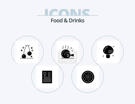 Illustration for Food and Drinks Glyph Icon Pack 5 Icon Design. drinks. meal. cherry. food. cooking - Royalty Free Image
