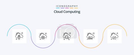 Téléchargez les illustrations : Cloud Computing Line 5 Icon Pack Including cloud. picture. cloud. photo. image - en licence libre de droit