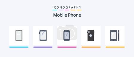 Illustration for Mobile Phone Flat 5 Icon Pack Including . back side. pen. mobile. Creative Icons Design - Royalty Free Image