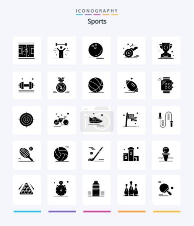 Ilustración de Creative Sports 25 Glyph Solid Black icon pack  Such As referee. whistle. weight. watchkit. sport - Imagen libre de derechos