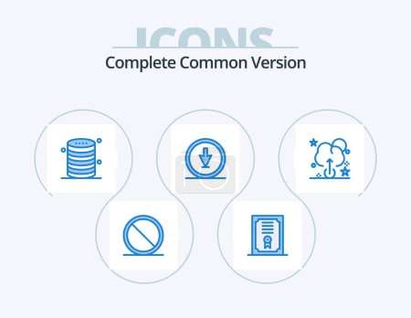 Téléchargez les illustrations : Complete Common Version Blue Icon Pack 5 Icon Design. cloud. navigation. data. down. arrow - en licence libre de droit