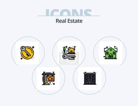 Illustration for Real Estate Line Filled Icon Pack 5 Icon Design. sweet home. home. estate. building. deal - Royalty Free Image