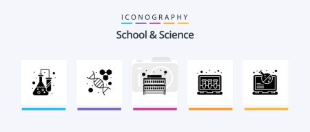 Illustration for School And Science Glyph 5 Icon Pack Including lab. tubes. books. laboratory. chemical. Creative Icons Design - Royalty Free Image