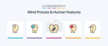 Ilustración de Mind Process And Human Features Line Filled 5 Icon Pack Including knowledge. chart. charactore. arrow. human. Creative Icons Design - Imagen libre de derechos