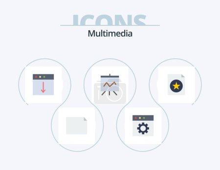Ilustración de Multimedia Flat Icon Pack 5 Icon Design. . file. export. favorite. presentation - Imagen libre de derechos