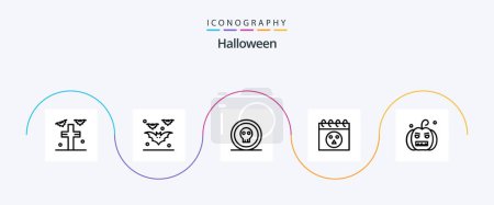 Ilustración de Halloween Line 5 Icon Pack Including halloween. skull. coin. halloween. pirate - Imagen libre de derechos