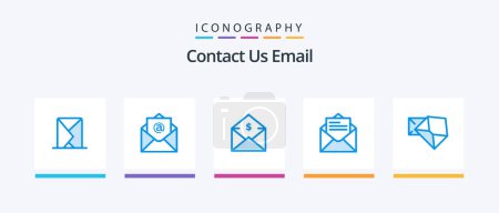 Téléchargez les illustrations : Email Blue 5 Icon Pack Including mail. text. dollar. message. email. Creative Icons Design - en licence libre de droit