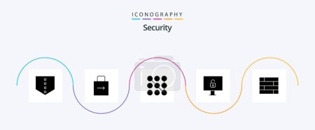 Téléchargez les illustrations : Security Glyph 5 Icon Pack Including . wall. pattern. protect. security - en licence libre de droit