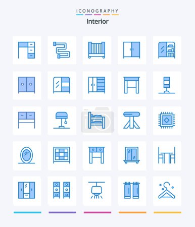 Ilustración de Creative Interior 25 Blue icon pack  Such As interior. furniture. bed. desk. interior - Imagen libre de derechos