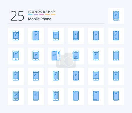 Illustration for Mobile Phone 25 Blue Color icon pack including mobile. phone. android. back. android - Royalty Free Image