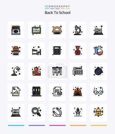 Illustration for Creative Back To School 25 Line FIlled icon pack  Such As kids. microscope. education. lab. chemistry - Royalty Free Image