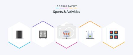 Illustration for Sports and Activities 25 Flat icon pack including sports. basketball. closet. recreation. chronometer - Royalty Free Image