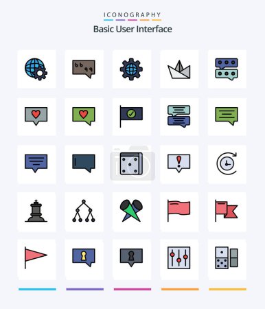 Illustration for Creative Basic 25 Line FIlled icon pack  Such As message. like. world. message. bubble - Royalty Free Image