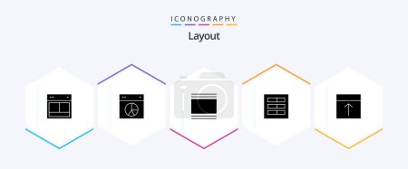 Téléchargez les illustrations : Layout 25 Glyph icon pack including layout. design. pie. vertical. layout - en licence libre de droit
