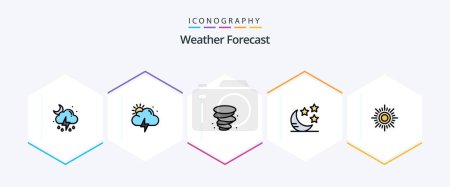 Illustration for Weather 25 FilledLine icon pack including . weather. weather. sunny. night - Royalty Free Image