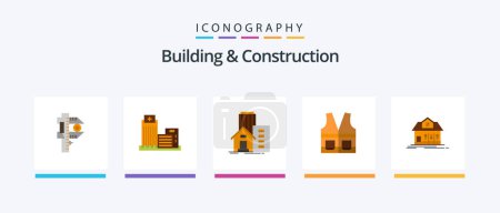 Téléchargez les illustrations : Building And Construction Flat 5 Icon Pack Including building. home. appartment. repair. labour. Creative Icons Design - en licence libre de droit