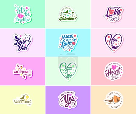 Illustration for Valentine's Day Sticker: A Time for Romance and Beautiful Artistry - Royalty Free Image