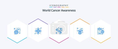 Illustration for World Cancer Awareness 25 Blue icon pack including smoking. health. dna. cigarette. health - Royalty Free Image