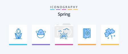 Ilustración de Spring Blue 5 Icon Pack Including anemone flower. spring. sun. text. book. Creative Icons Design - Imagen libre de derechos