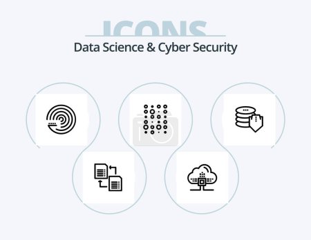 Illustration for Data Science And Cyber Security Line Icon Pack 5 Icon Design. data. secure. data. data. mobile - Royalty Free Image