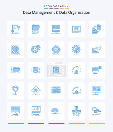 Illustration for Creative Data Management And Data Organization 25 Blue icon pack  Such As checklist. system. folder. data. rack - Royalty Free Image