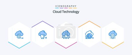 Illustration for Cloud Technology 25 Blue icon pack including chip. cloud. safety. store. online - Royalty Free Image
