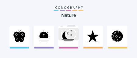 Illustration for Nature Glyph 5 Icon Pack Including moon. nature star. foggy. nature. ecology. Creative Icons Design - Royalty Free Image
