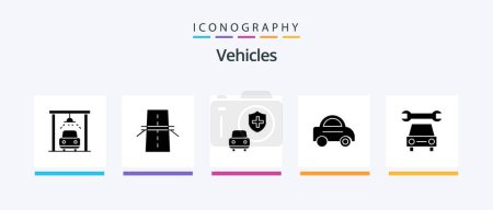 Téléchargez les illustrations : Vehicles Glyph 5 Icon Pack Including . repair. car. car. vehicle. Creative Icons Design - en licence libre de droit
