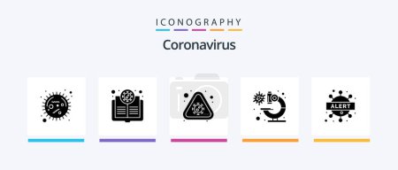 Téléchargez les illustrations : Coronavirus Glyph 5 Icon Pack Including virus. laboratory. scientist. bacteria. virus. Creative Icons Design - en licence libre de droit