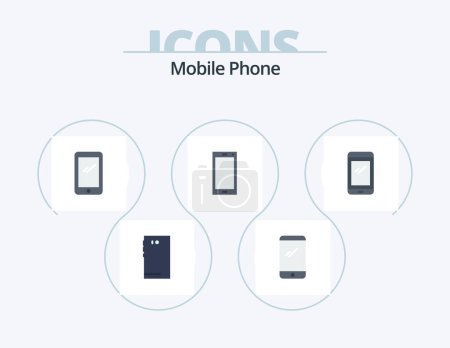 Téléchargez les illustrations : Mobile Phone Flat Icon Pack 5 Icône Design. . androïde. - en licence libre de droit