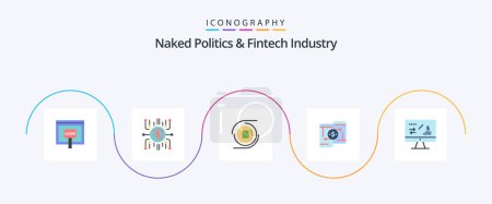 Téléchargez les illustrations : Naked Politics And Fintech Industry Flat 5 Icon Pack Including payment. mobile. crowdselling. decentralized. blockchain - en licence libre de droit