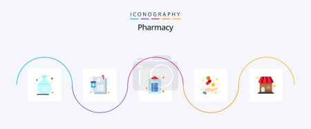 Illustration for Pharmacy Flat 5 Icon Pack Including drugstore. health. healthcare. hand. capsule - Royalty Free Image
