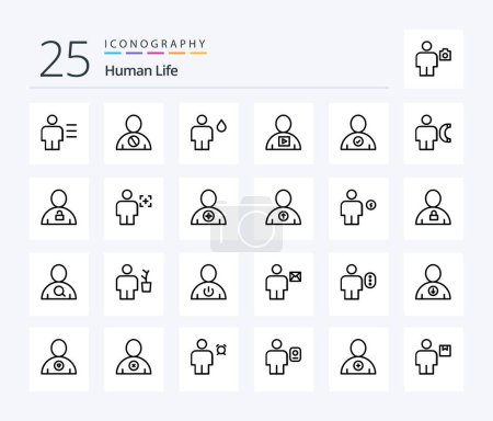 Téléchargez les illustrations : Human 25 Line icon pack including human. avatar. denied. human. camp - en licence libre de droit