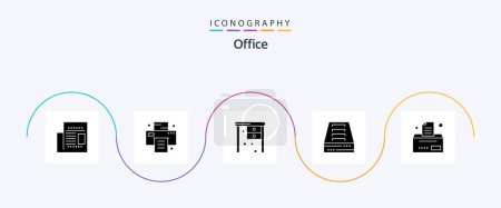 Illustration for Office Glyph 5 Icon Pack Including office. bill. office. office. archive drawer - Royalty Free Image