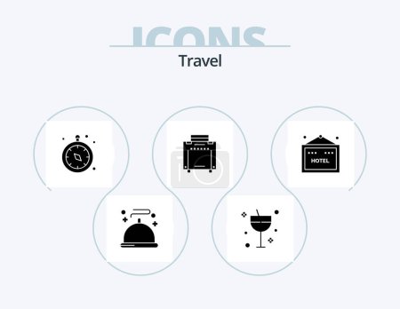 Ilustración de Travel Glyph Icon Pack 5 Icon Design. travel. hotel. compass. travel. bag - Imagen libre de derechos