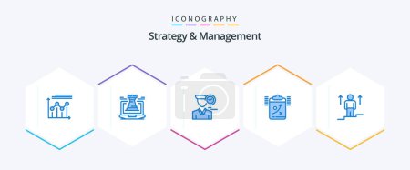 Illustration for Strategy And Management 25 Blue icon pack including strategy. clipboard. laptop. appointment. male - Royalty Free Image