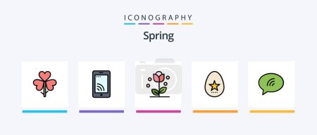 Illustration for Spring Line Filled 5 Icon Pack Including sprout. nature. spring. leaf. nature. Creative Icons Design - Royalty Free Image