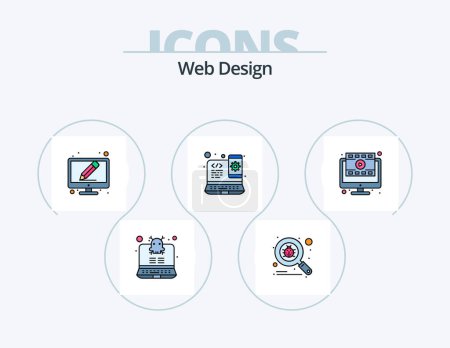 Ilustración de Web Design Line Filled Icon Pack 5 Icon Design. list. digital. browser. computer. list - Imagen libre de derechos