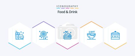 Ilustración de Food And Drink 25 Blue icon pack including kitchen. fast food. lollipop. drink. - Imagen libre de derechos