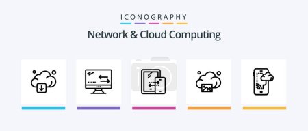 Illustration for Network And Cloud Computing Line 5 Icon Pack Including mobile. cloud. laptop. technology. connection. Creative Icons Design - Royalty Free Image