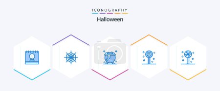 Téléchargez les illustrations : Halloween 25 Blue icon pack including holiday. candy. cauldron. sweet icon. halloween - en licence libre de droit