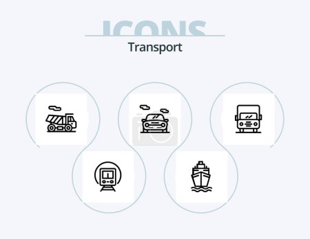 Téléchargez les illustrations : Transport Line Icon Pack 5 Icon Design. . outline. transport. forklift. transport - en licence libre de droit
