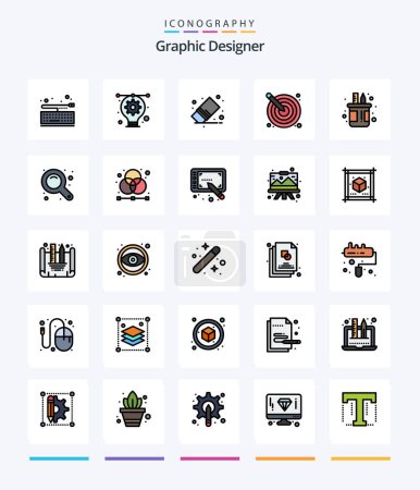 Ilustración de Creative Graphic Designer 25 Line FIlled icon pack  Such As design. creative. delete. artistic. stationery - Imagen libre de derechos